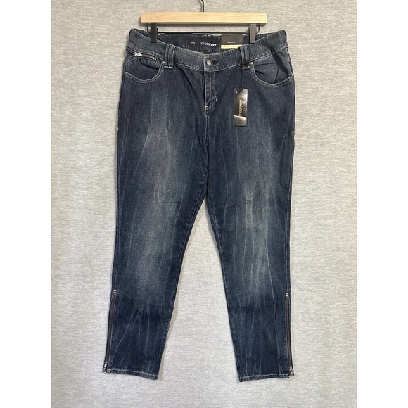 Lane Bryant 18 Womens Jeans Slim Fit Tapered Zipper Ankle Dark Blue Denim Wash - Picture 2 of 14